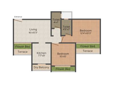 Karira Simran (2BHK+2T (1,033 sq ft) 1033 sq ft)