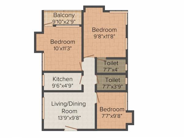Kaberi Paramount (3BHK+2T (1,059 sq ft) 1059 sq ft) Kaberi Paramount (3BHK+2T (1,059 sq ft) 1059 sq ft)
