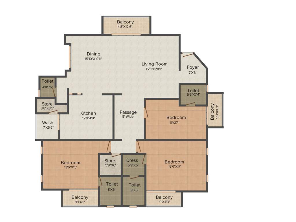 Pearls Gateway Towers (3BHK+4T (2,950 sq ft) 2950 sq ft)