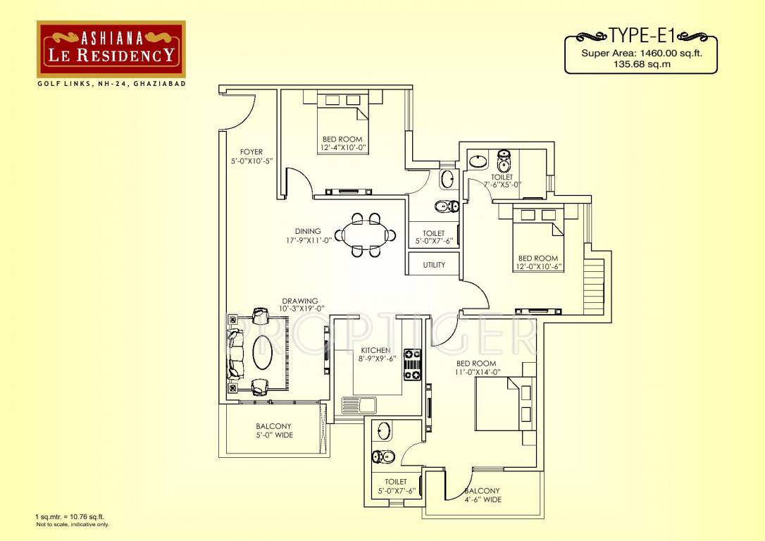 Ashiana Le Residency (3BHK+3T (1,460 sq ft) 1460 sq ft) Ashiana Le Residency (3BHK+3T (1,460 sq ft) 1460 sq ft)