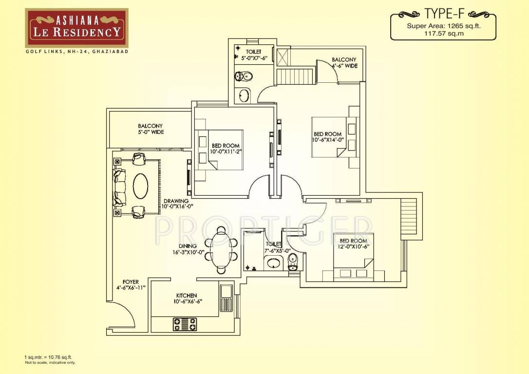 Ashiana Le Residency (3BHK+2T (1,265 sq ft) 1265 sq ft) Ashiana Le Residency (3BHK+2T (1,265 sq ft) 1265 sq ft)