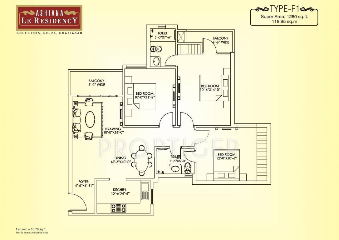 Ashiana Le Residency (3BHK+2T (1,280 sq ft) 1280 sq ft) Ashiana Le Residency (3BHK+2T (1,280 sq ft) 1280 sq ft)