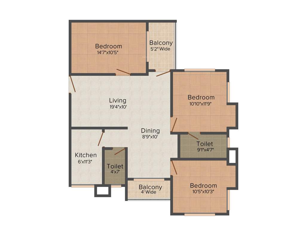 Anila Live Gagan (3BHK+2T (1,557 sq ft) 1557 sq ft)