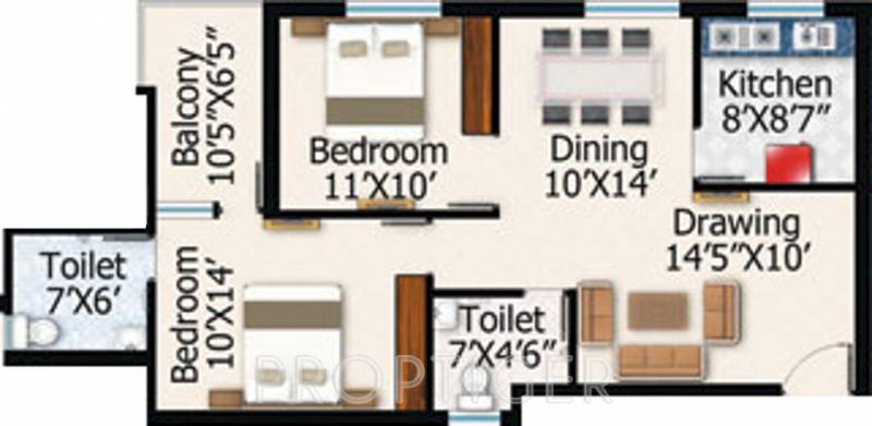 Shuvam Residency Phase 2 (2BHK+2T (1,262 sq ft) 1262 sq ft)