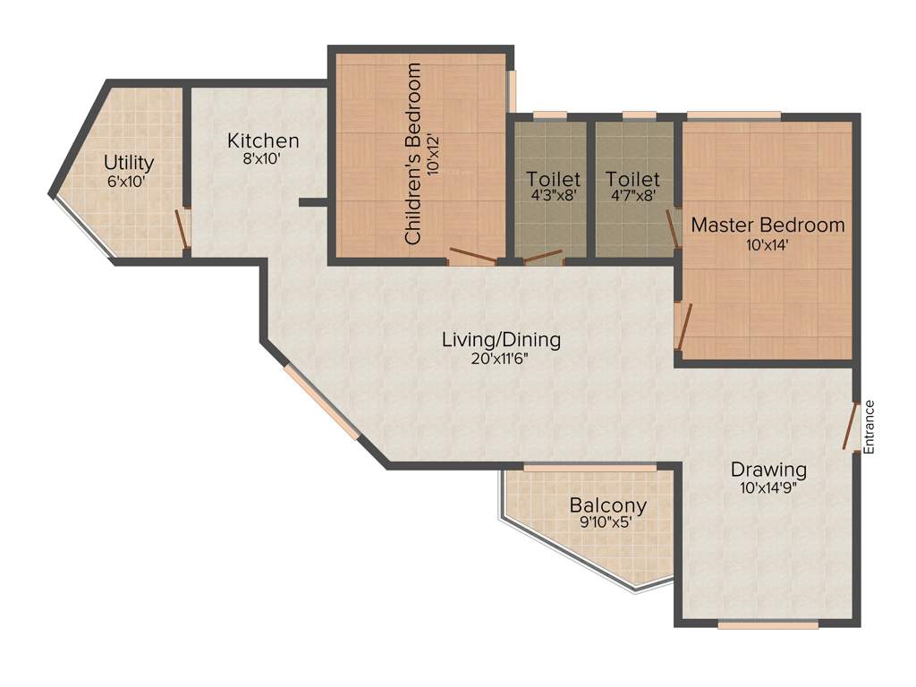 Pegasus Soorya Signature (2BHK+2T (1,280 sq ft) 1280 sq ft)