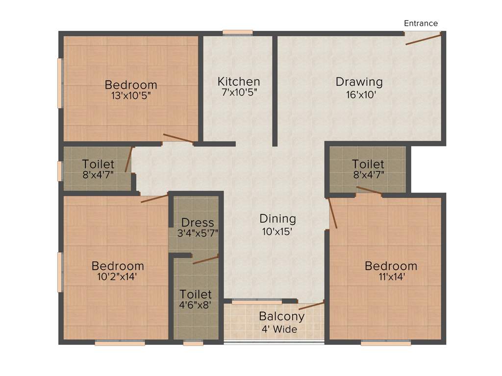 Shuvam Satyam Royale (3BHK+3T (1,562 sq ft) 1562 sq ft)