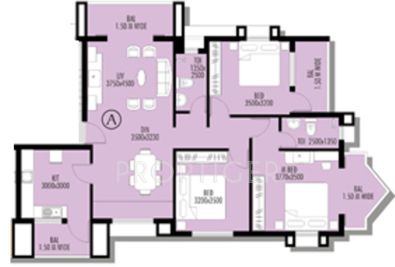 Mohidin The Grand Avenue Floor Plan (3BHK+2T)