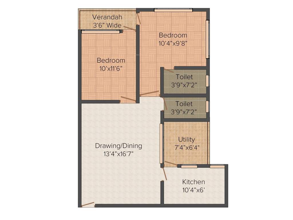 Skywood Nestwood Maple (2BHK+2T (742 sq ft) 742 sq ft)