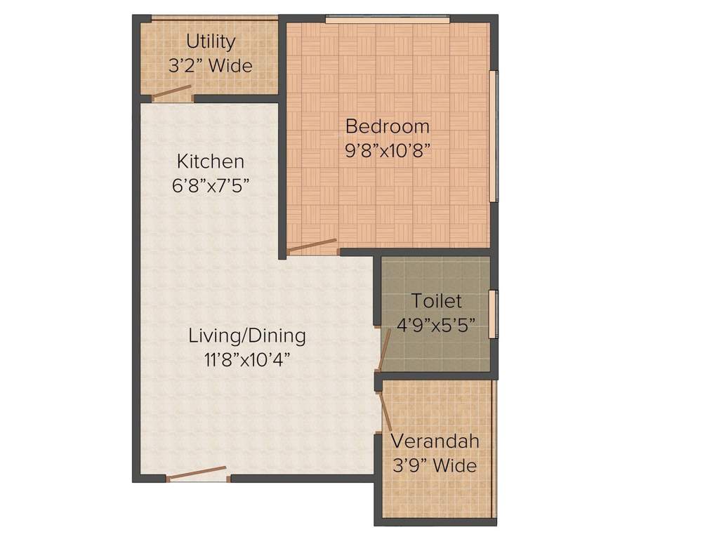 Skywood Nestwood Maple (1BHK+1T (409 sq ft) 409 sq ft)