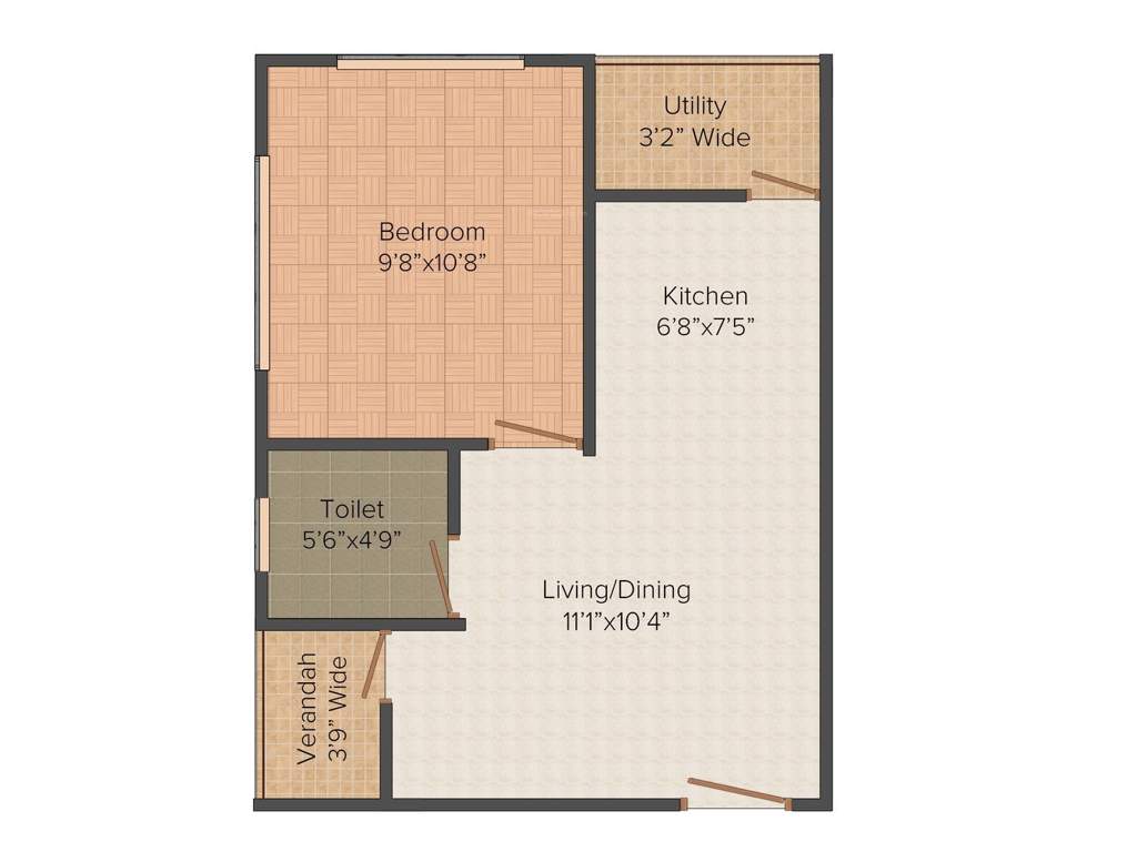 Skywood Nestwood Maple (1BHK+1T (398 sq ft) 398 sq ft)