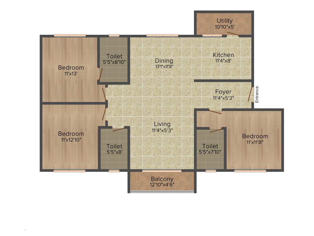 SNN Raj Grandeur (3BHK+3T (1,730 sq ft) 1730 sq ft)