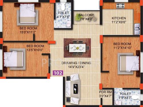 Shuvam Sanghavi (3BHK+2T (1,511 sq ft) 1511 sq ft)