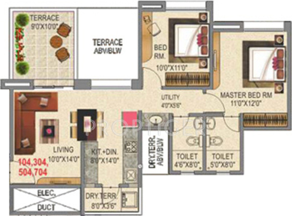 Rama Capriccio Phase II (2BHK+2T (997 sq ft) 997 sq ft)
