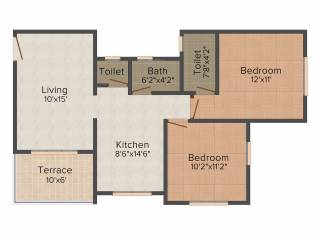 JM Amar 127 (2BHK+2T (856 sq ft) 856 sq ft)