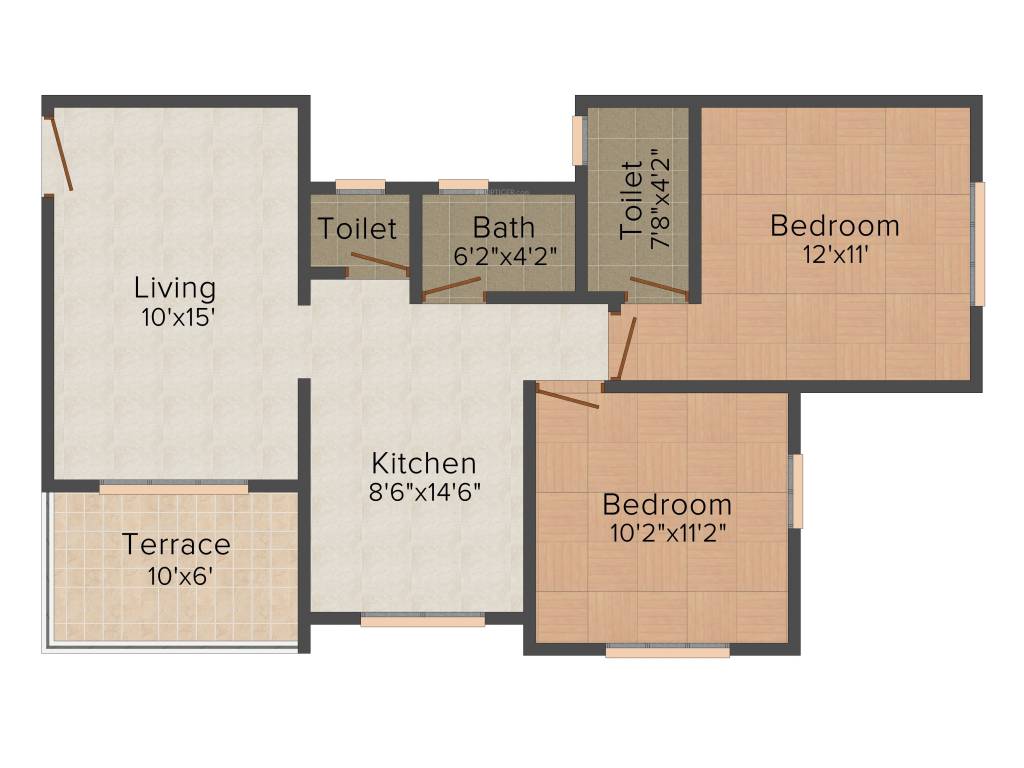 JM Amar 127 (2BHK+2T (856 sq ft) 856 sq ft)