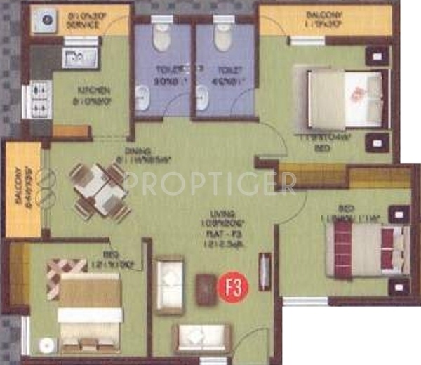 Sanjai Rajivs Paradise (3BHK+2T (1,212 sq ft) 1212 sq ft)