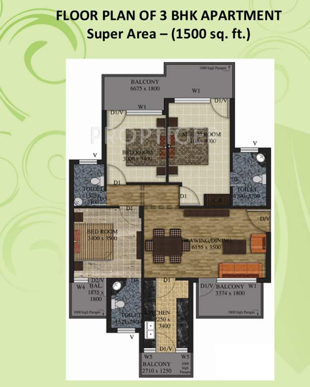 Maxworth Premier Urban (3BHK+3T (1,500 sq ft) 1500 sq ft)