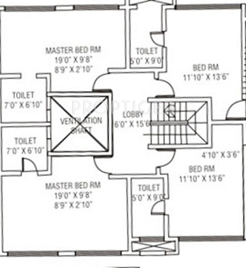 Lokhandwala Windswept Upper Level Penthouse Plan (4BHK+4T)