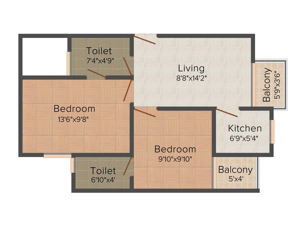 Chiranjeevi Royal Avenue (2BHK+2T (830 sq ft) 830 sq ft)
