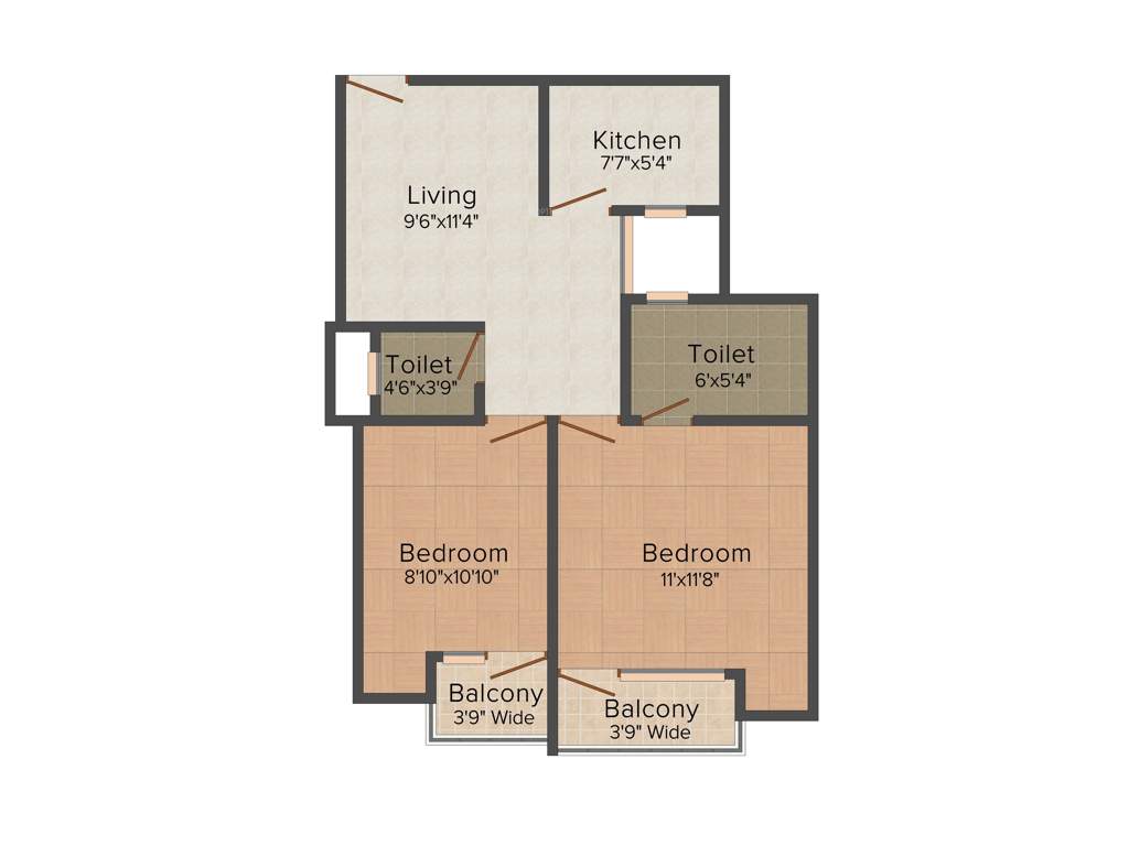 Chiranjeevi Royal Avenue (2BHK+2T (890 sq ft) 890 sq ft)