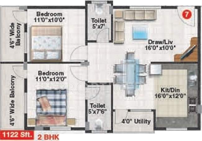 Tetra Green Apple (2BHK+2T (1,122 sq ft) 1122 sq ft)