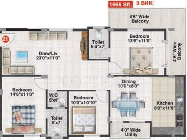 Tetra Green Apple (3BHK+3T (1,666 sq ft) 1666 sq ft)