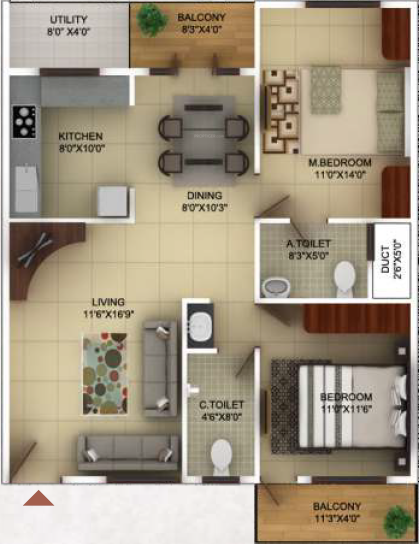 TG Epitome (2BHK+2T (1,165 sq ft) 1165 sq ft)