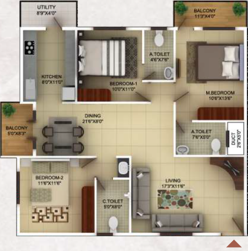 TG Epitome (3BHK+3T (1,485 sq ft) 1485 sq ft)