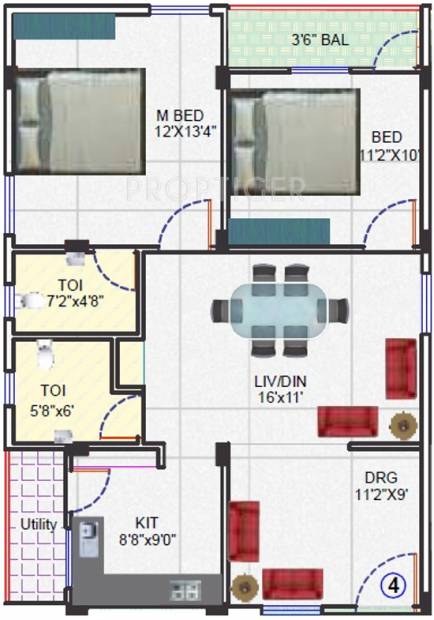 SBR Sujana Apartment 2 (2BHK+2T (1,030 sq ft) 1030 sq ft)
