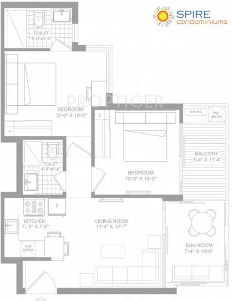 Spire Condominiums (2BHK+2T (1,000 sq ft) 1000 sq ft)