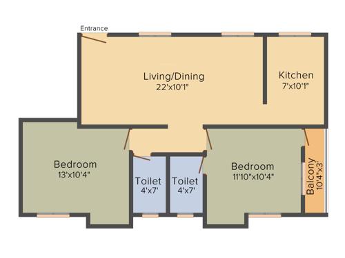 RKN Lakshya Flats (2BHK+2T (940 sq ft) 940 sq ft)
