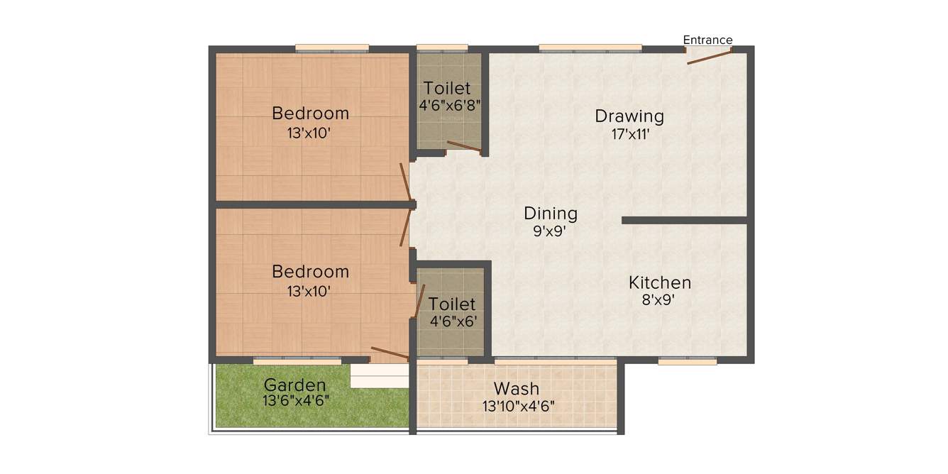 Tetra Green Aspire (2BHK+2T (1,166 sq ft) 1166 sq ft)