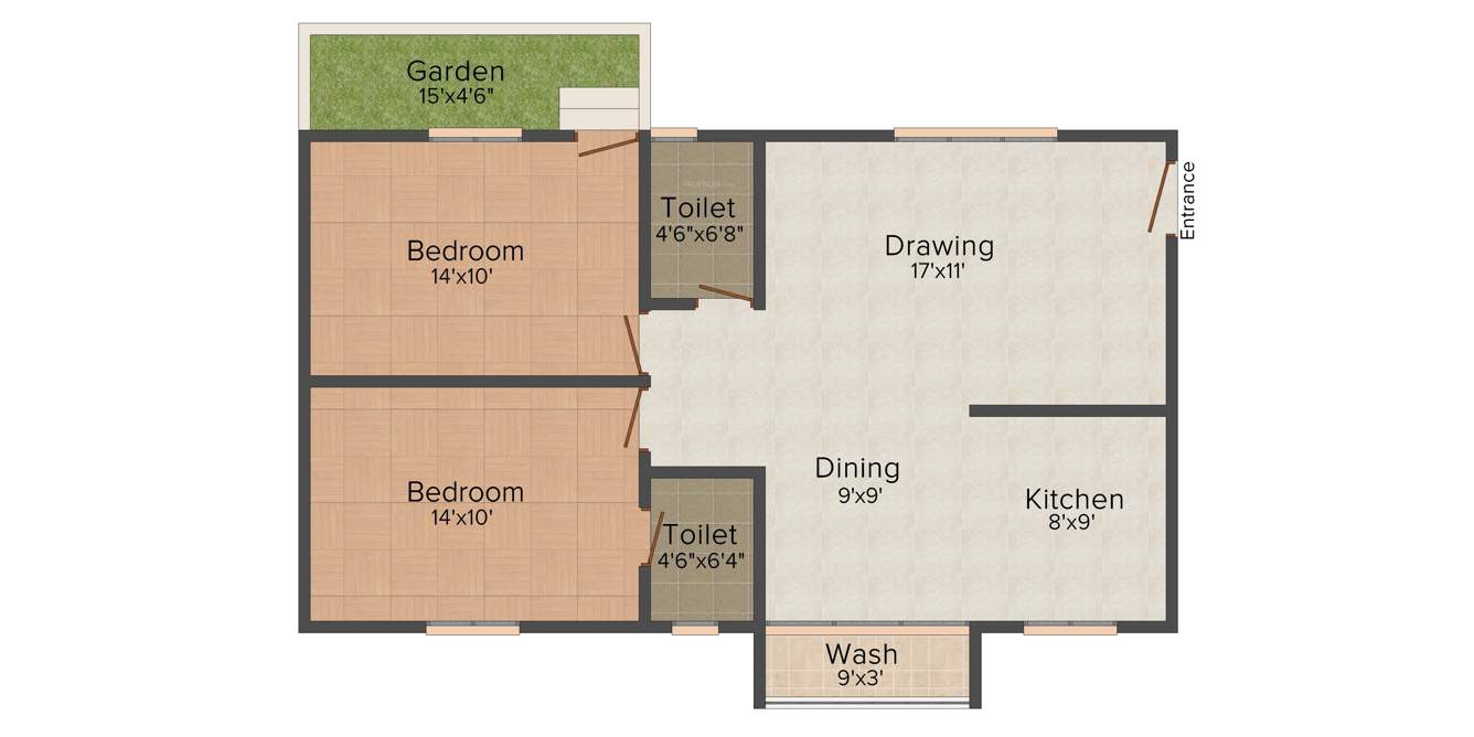 Tetra Green Aspire (2BHK+2T (1,155 sq ft) 1155 sq ft)
