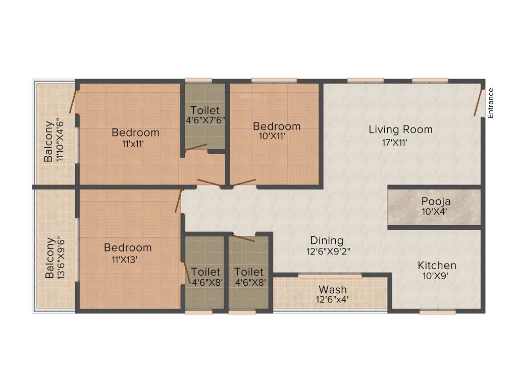 Tetra Green Aspire (3BHK+3T (1,616 sq ft)   Pooja Room 1616 sq ft)