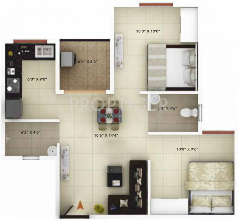 Icon Happy Living (2BHK+2T (674 sq ft) 674 sq ft)
