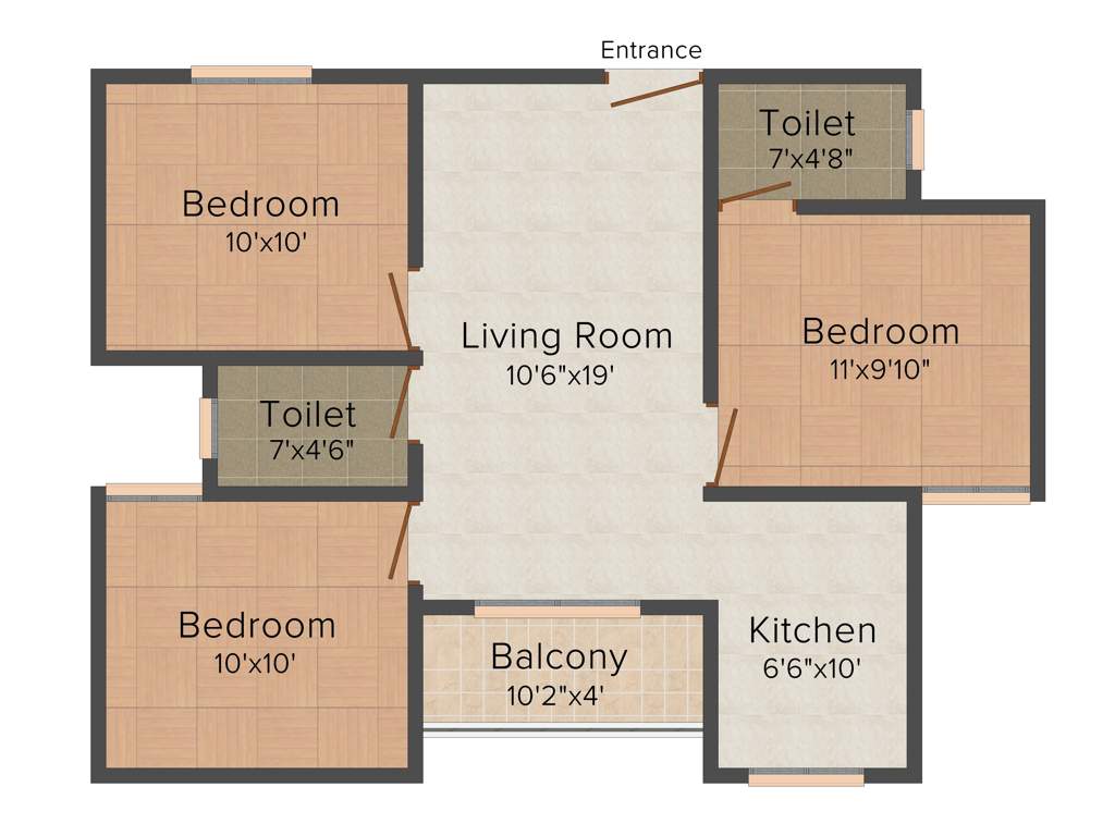 Icon Happy Living (3BHK+2T (912 sq ft) 912 sq ft)