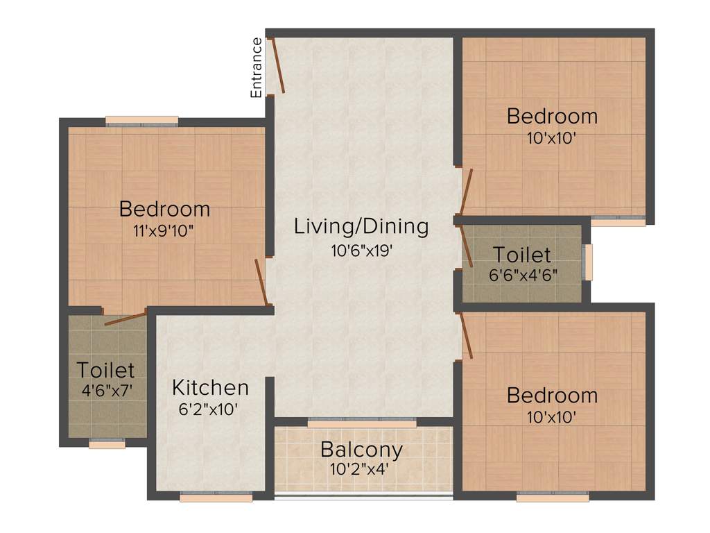 Icon Happy Living (3BHK+2T (936 sq ft) 936 sq ft)