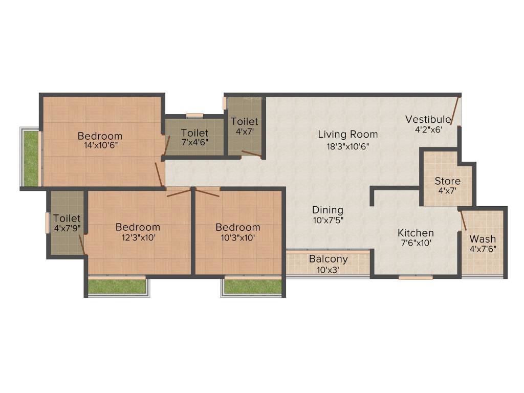 Calica 3rd Eye Blessing (3BHK+3T (1,700 sq ft) 1700 sq ft)