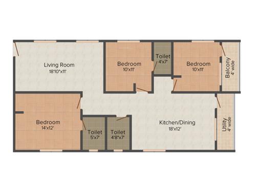 Tetra Green Pride (3BHK+3T (1,453 sq ft) 1453 sq ft)