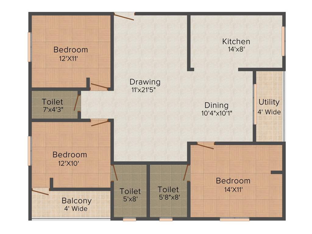 Tetra Green Pride (3BHK+3T (1,480 sq ft) 1480 sq ft)