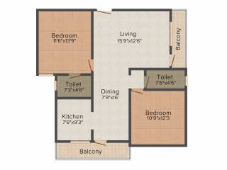 Nishitas Sai Sathveek Residency (2BHK+2T (1,140 sq ft) 1140 sq ft)