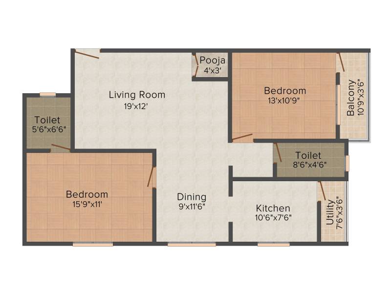 Nishitas Sai Sathveek Residency (2BHK+2T (1,190 sq ft)   Pooja Room 1190 sq ft)