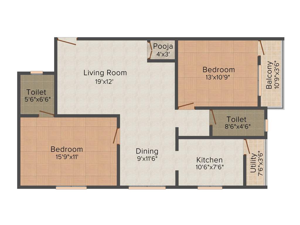 Nishitas Sai Sathveek Residency (2BHK+2T (1,190 sq ft) Pooja Room 1190 sq ft)