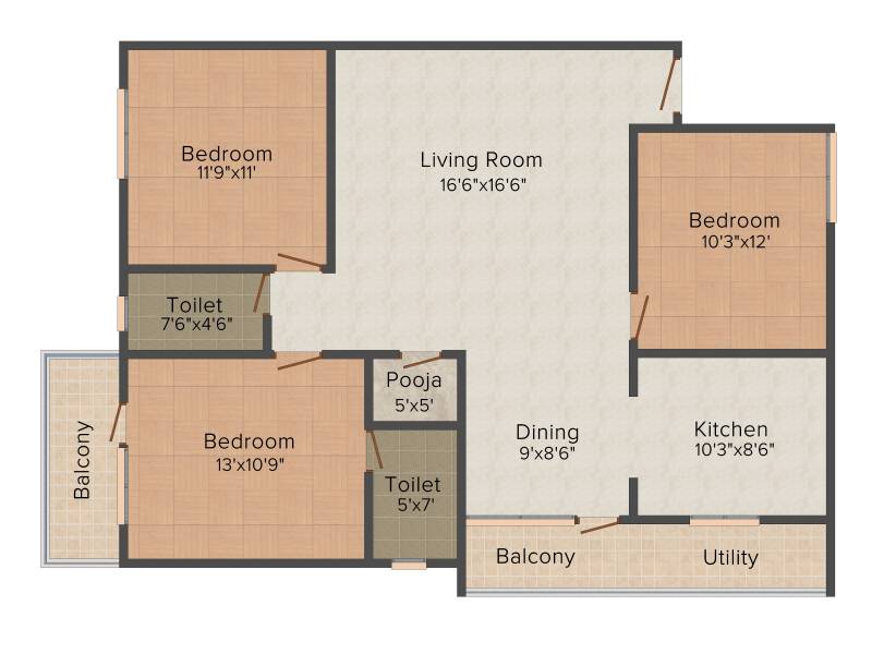 Nishitas Sai Sathveek Residency (3BHK+2T (1,450 sq ft)   Pooja Room 1450 sq ft)