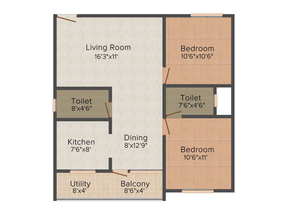 Nishitas MBVS Castle (2BHK+2T (955 sq ft) 955 sq ft)
