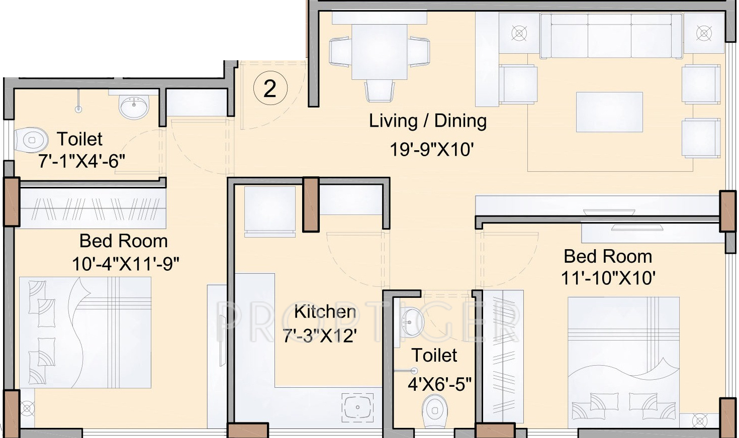 1200 sq ft 2 BHK 2T Apartment for Sale in Rohan Lifescapes 