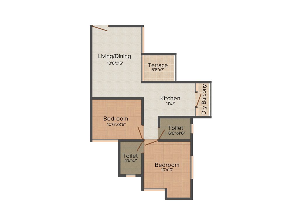 Galaxy Aangan (2BHK+2T (885 sq ft) 885 sq ft)