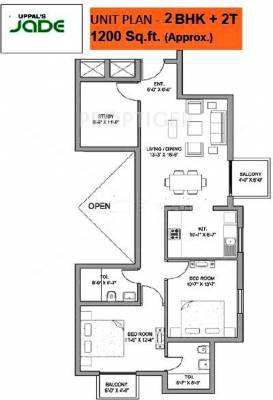 Uppal Jade (2BHK+2T (1,200 sq ft)   Study Room 1200 sq ft)