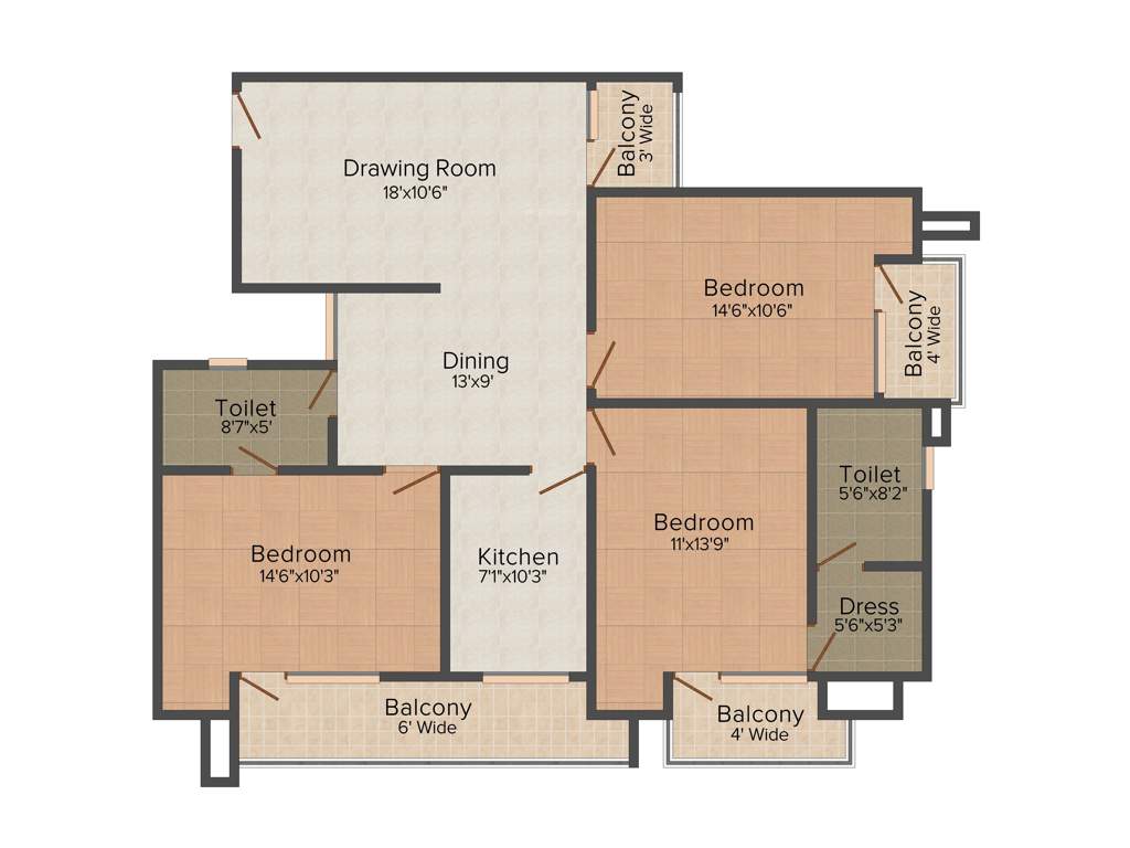 Rudra Real Estate Ratnam 3BHK+2T (1,540 sq ft)