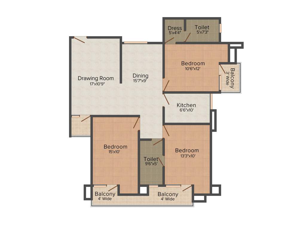 Rudra Real Estate Ratnam 3BHK+2T (1,468 sq ft)